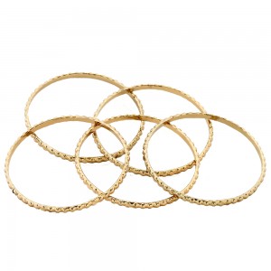 Pierres-Santé - Set de 5 bracelets jonc doré