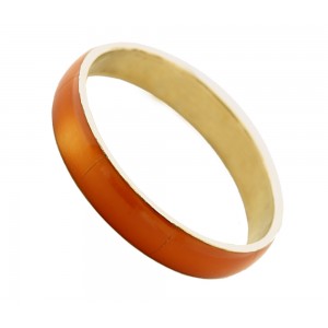 Pierres-Santé - Bracelet jonc doré avec remplissage bakélite couleur cornaline