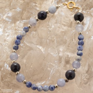 Lapis-lazuli & Agate bleu & Obsidienne